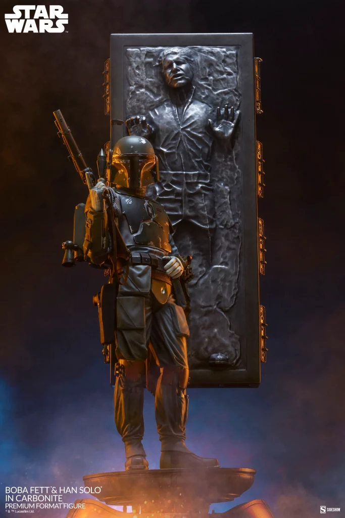 Sideshow Boba Fett and Han Solo in Carbonite Star Wars Collectible Statue Pre-Order 2